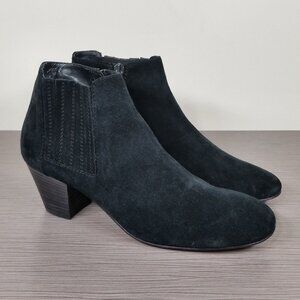 Aquatalia Fallyn Weatherproof Ankle Bootie, Black Suede, Womens Size 8.5 M